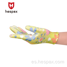 Hespax Women Daily Flower estampado para el hogar PU guantes PU